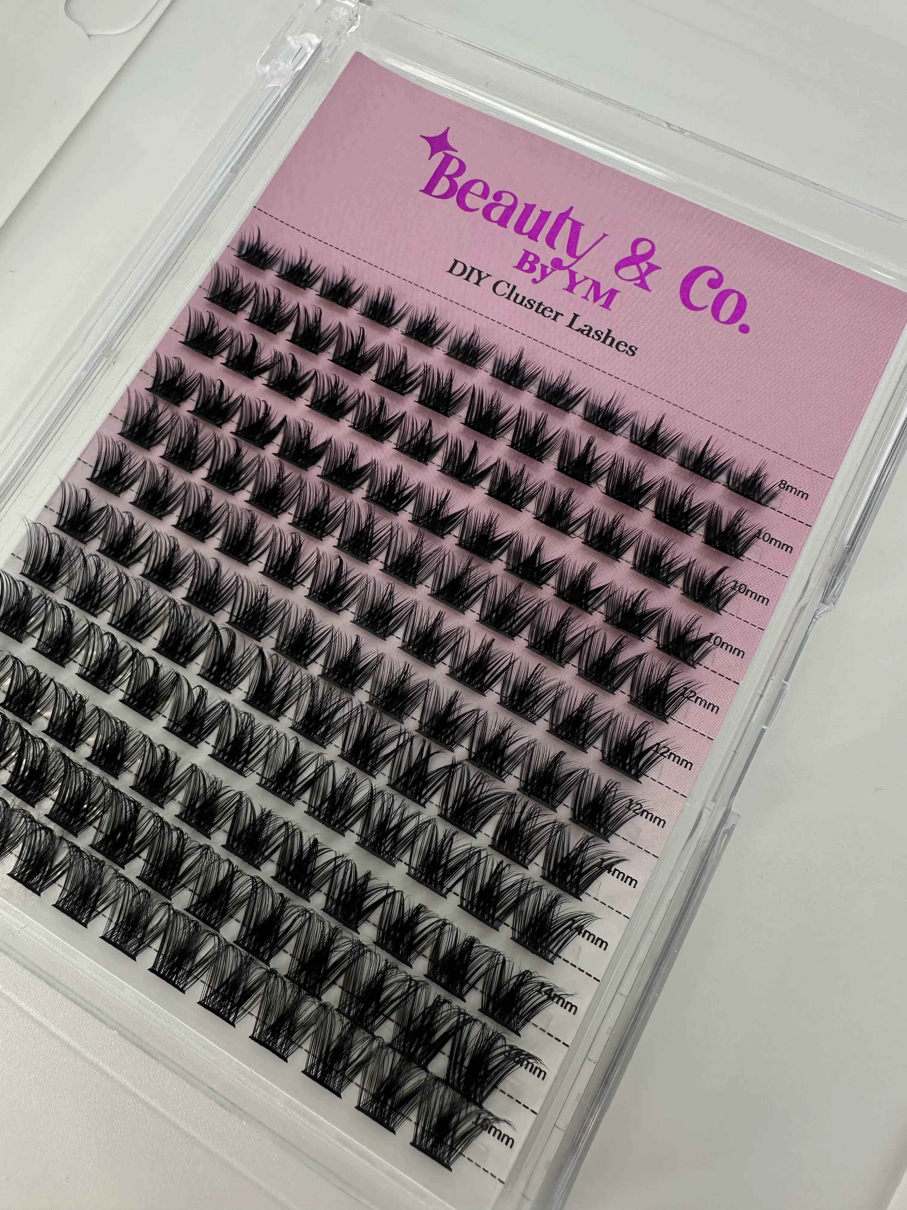 Beauty&Co 144 PCS Wispy Lash Clusters #73: 8–16mm Fluffy Volume Individual Lashes with Soft Thin Band for Natural DIY eyelash Extensions with Tweezer