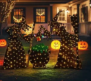 Glitzhome Lighted Halloween Spooky Witches Outdoor Decor S/3 Glitzhome Lighted Halloween Spooky Witches Outdoor Decor S/3