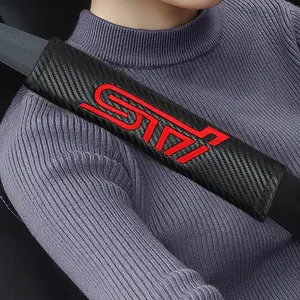 Sti Logo Seat Belt Shoulder Pad, Soft Leather Comfortable Pressure Relief Cover, Universal Car Interior Decoration for Subaru Models, Car Accessory