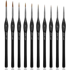 10pcs Miniature Detail Paint Brushes Set for Fine Detailing & Art Painting, Suitable for Acrylic, Watercolor, Oil, Models