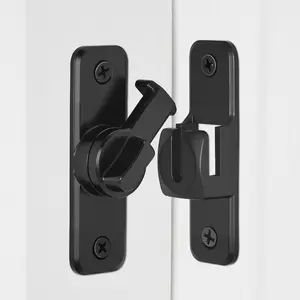 Black Sliding Barn Door Lock, 90/180  Flip Gate Latch, Zinc Alloy Barn Lock Latch Hardware for Barn, Garden, Cabinet, Bathroom