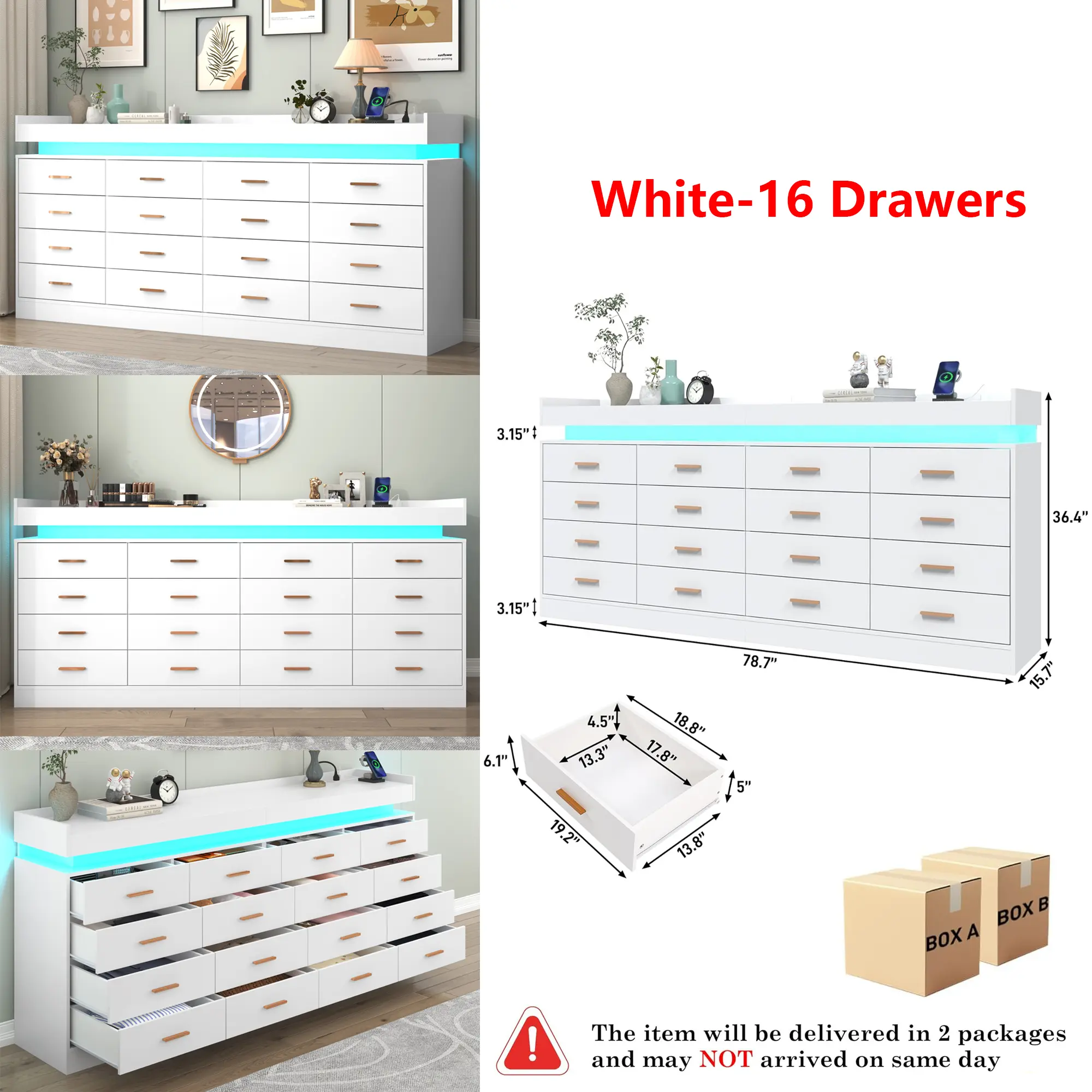 White-16 Drawers