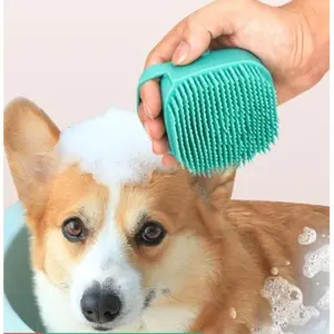 (2psc) Bathroom Puppy Dog Cat Bath Massage Gloves Brush Soft Safety Silicone Pet Accessories for Dogs Cats Tools Mascotas Products. Random color