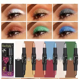 【Live Broadcast Exclusive】Baolishi Neutral Brown Metallic Eyeshadow Sticks – Champagne Shimmer Cream Texture, Eye-Brightening, Waterproof & Long-Lasting, Smooth Application, Must-Have Makeup Essential