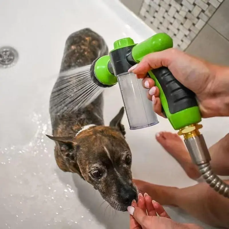 Multifunctional Pet Shower Kit, 5 Pieces Set, Adjustable Nozzle, Durable Pet Bathing Accessories, Fur Protection, Shedding, Home & Outdoor Use