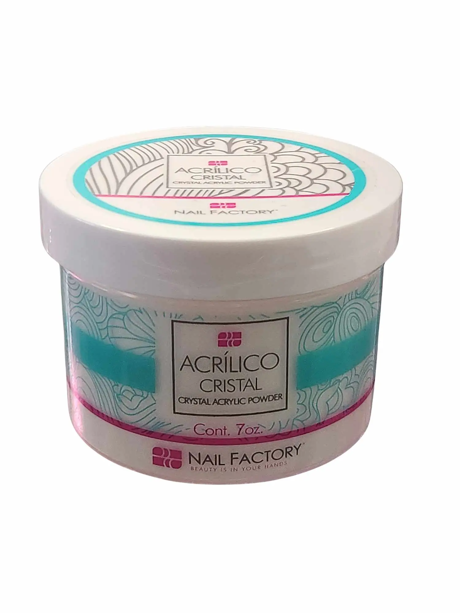 Nail Factory 7 oz Acrylic Crystal Polymer Powder Canister - Crystal Shine, Vibrant Finish for Versatile Nail Art Creations
