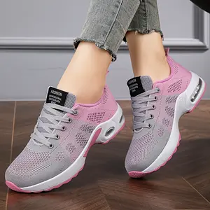 2025 Women's Fashion Air Cushion Running Shoes-Breathable Mesh Upper, Lightweight Non-Slip Sole, Pink and Gray Comfortable All-Season Sneaker