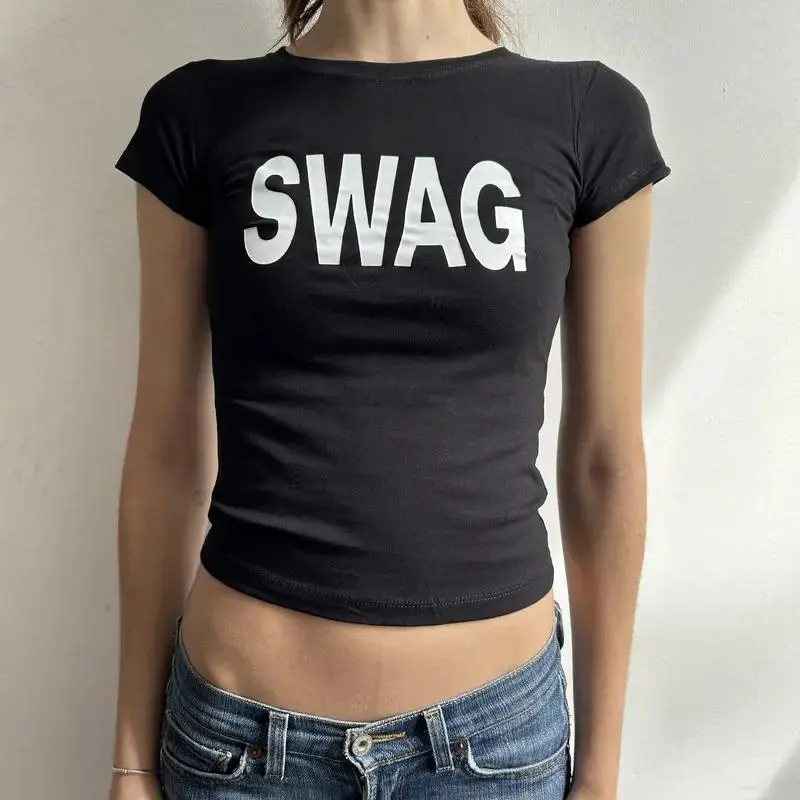 Swag Baby Tee, Minimalist Statement Graphic Y2K Streetwear , Pinterest Trendy Baby Tee
