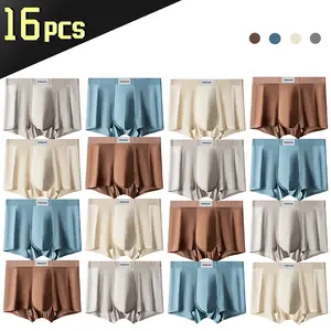 Moisture-wicking, breathable boxer briefs with a non-slip, no-roll design, skin-friendly, high-waisted elastic waistband; suitable for home, office, and sports;Beige Menswear mens underwaer Loose Day guyliner boxers underwear sale men Soft Plain