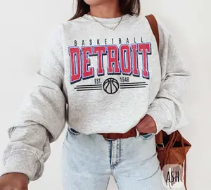 [SALE UP TO 49%] Vintage Detroit Basketball Sweatshirt | Retro Detroit Basketball Fan Hoodie for Men and Women | Game Day Hoodie | Michigan Sports Fan Crewneck