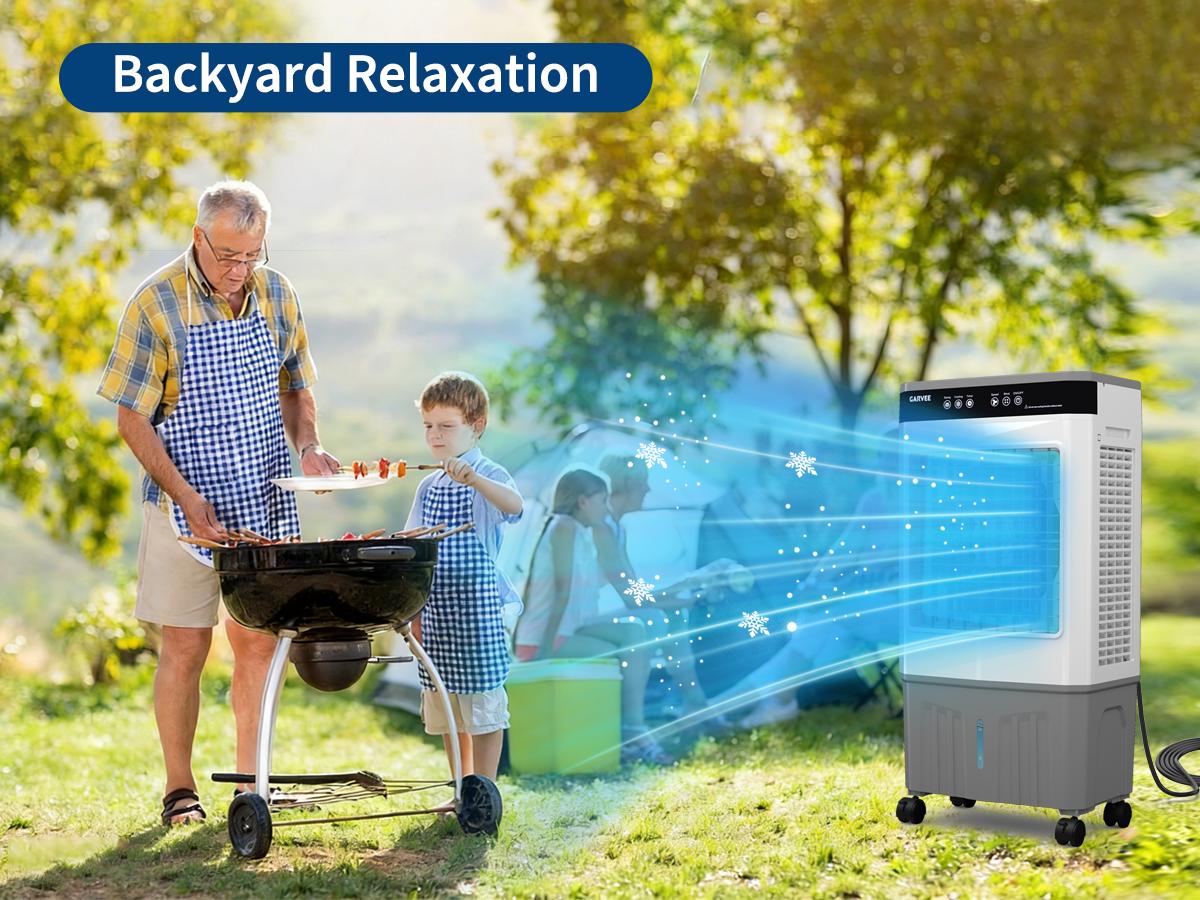 3500CFM Swamp Cooler, Evaporative Air Cooler, 120°Oscillation Air Cooler with Remote Control,Portable Air Conditioners, 24H Timer, 3 Modes & Wind Speeds for Outdoor Indoor Use, 11.6 Gallon