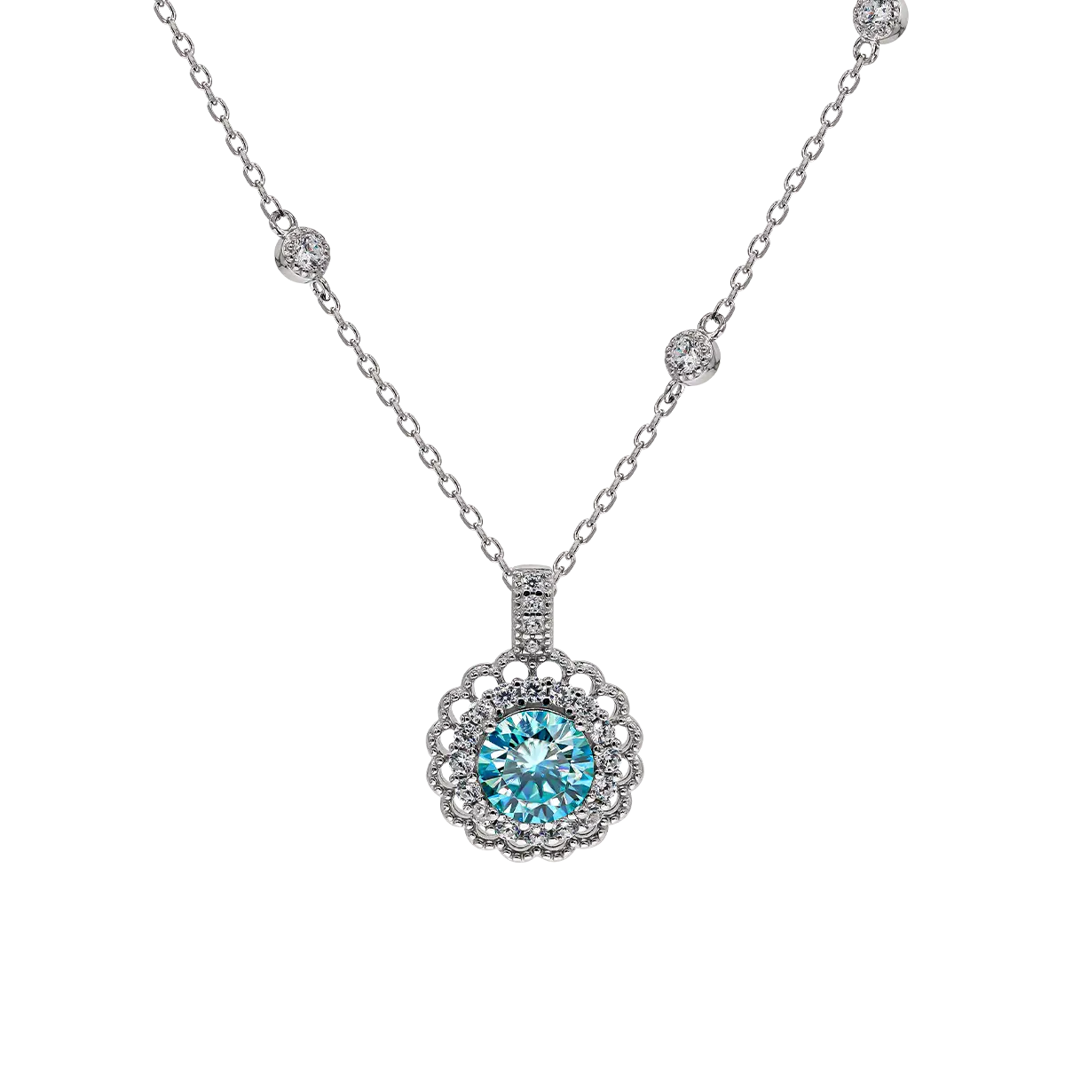【754】“Lace Dance” Azure Serenity Ensemble Synthetic Moissanite Set