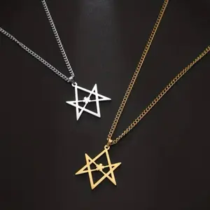 Unicursal Hexagram Stainless Steel Necklace Religious Symbol Thelema
