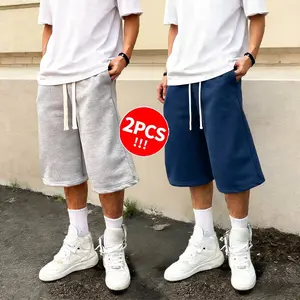 2Pack  Men’s Gray Knit Casual Sports Jogger Shorts, 3/4 Length, Loose Fit for Summer (Available in 2-Pack and 1-Pack)summervibes