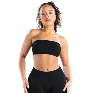 Dfyne Impact Backless Bandeau Fitness Sportswear Gymwear Womens Padded  Sports Tube Top Sportswear Bra Strapless Wireless Solid Seamless Yoga Workout Bralette