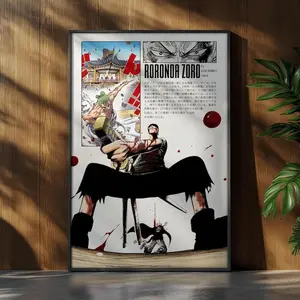 One Piece Roronoa Zoro Anime Poster, Manga Art Japanese Wall Decor Print (Unframed, Print Only)