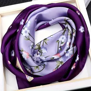 Women's Bohemian Lilac & Mint Green (or Lilac/Pink/White) Square Scarf - Lightweight Warm All-Season Square Shawl, Wrinkle-Resistant Soft Breathable Fabric, Versatile for Weddings, Parties, Daily Wear - Elegant Neck Wrap