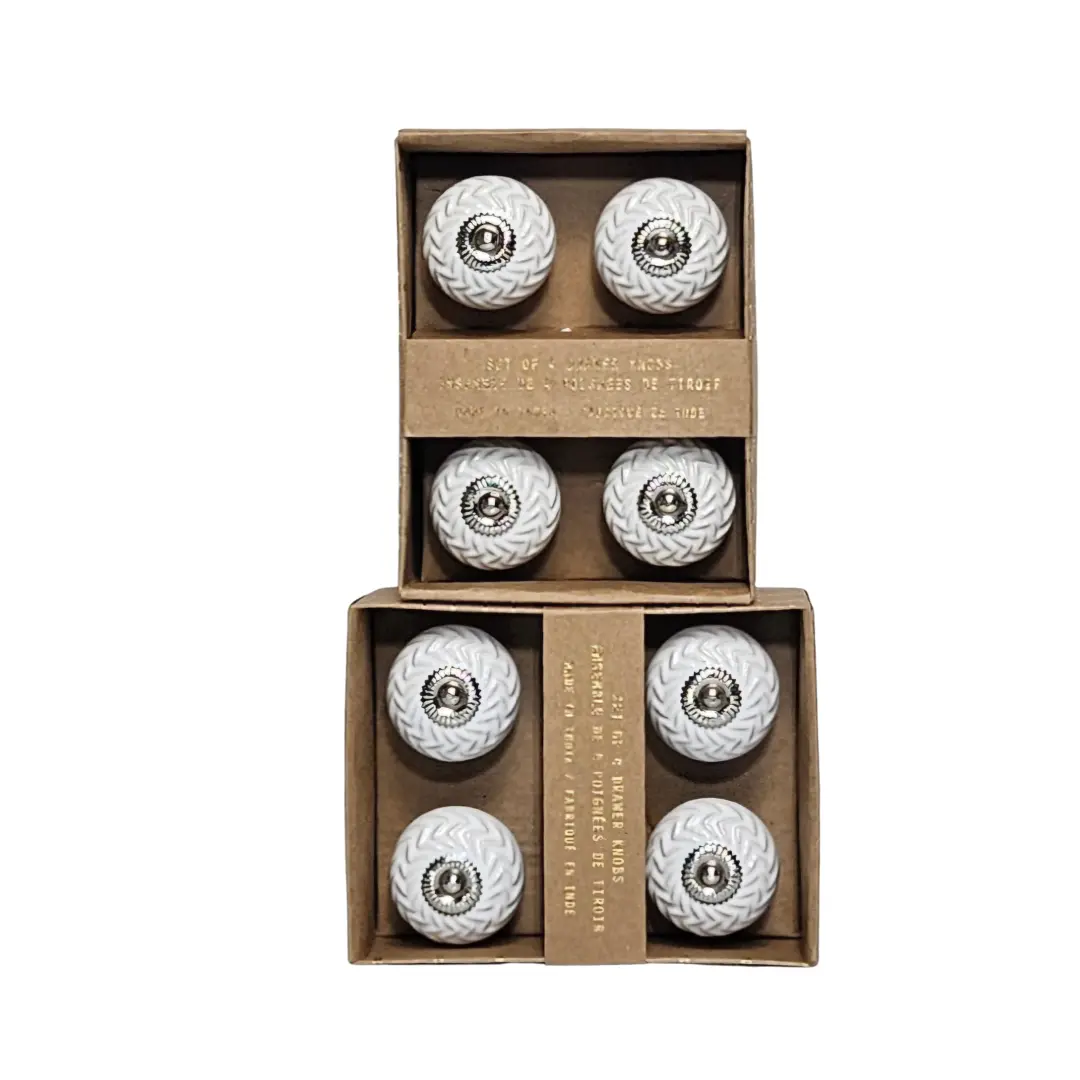 Luxury Vintage Cabinet Knobs – Ivory & Silver Set of 4 for Dressers and Drawers