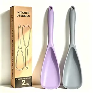 Pack of 2 Cooking Spoons for Non Stick Cookware, Multifunction Spatula Spoon BPA-Free, One-Piece Design, Suitable for Scooping, Scraping, Serving and Mixing