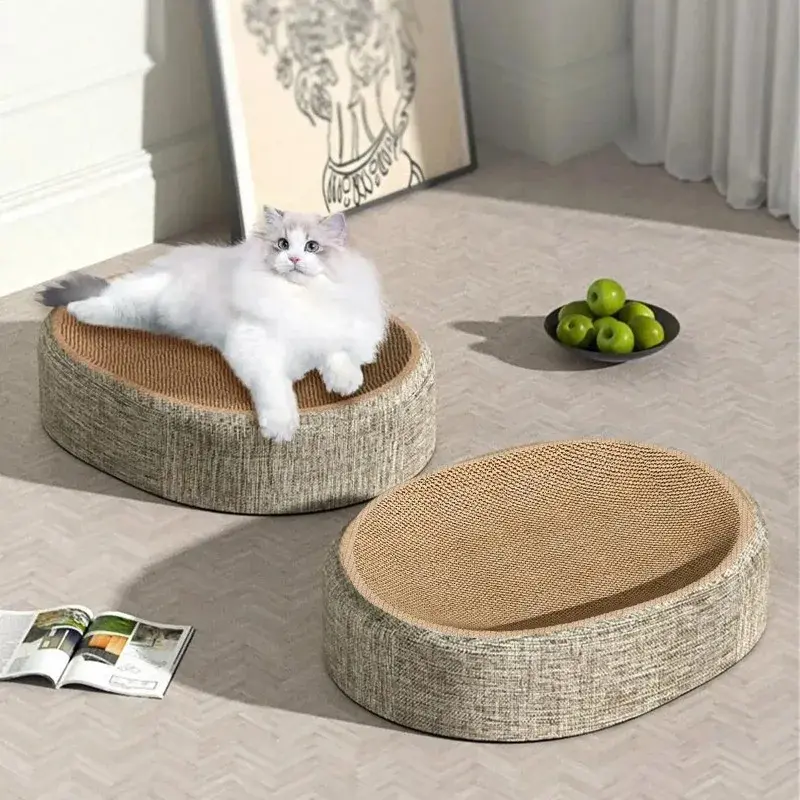 Sisal Cat Scratcher Bed, Natural Hemp Rope Scratching Pad & Cat Toy for Indoor Cats
