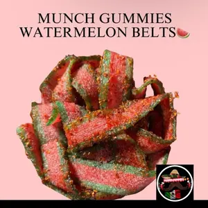 Munch Gummies ~ WATERMELON  BELT - Sour, Sweet, Spicy. snack Candy