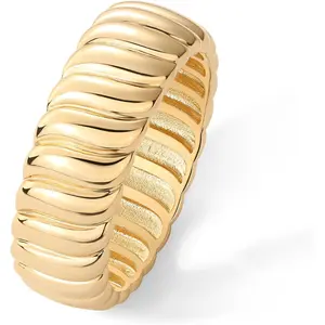 Gold Plated Chunky Statement Ring | Chunky Stackable Wide Band for Women