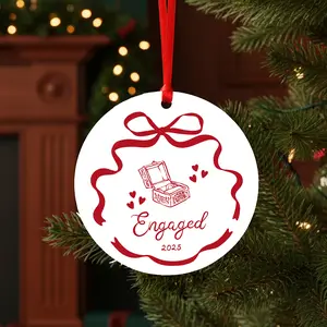 Engagement keepsake ceramic ornament - high quality double sided - Engagement ring in box - Engagement gift