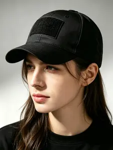 Tactical Operator Baseball Cap - Black Ripstop Hat with Front Velcro Panel for Custom Patches