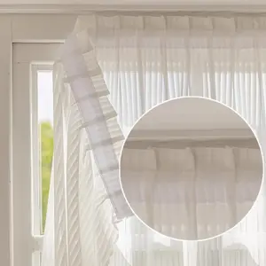 Self-Adhesive Vertical Stripe Curtain, Easy Installation No Drilling Required, Modern Breathable Window Covering for Bedroom & Living Room