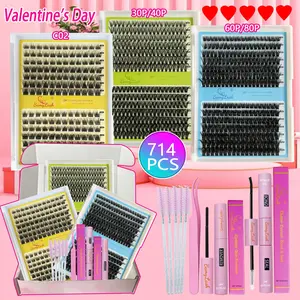 3 Box DIY personal eyelash cluster kit, beginner-friendly, high-capacity eyelashes, DIY different makeup beauties, natral wispy volume false eyelashes for eye make up and gift for friend family