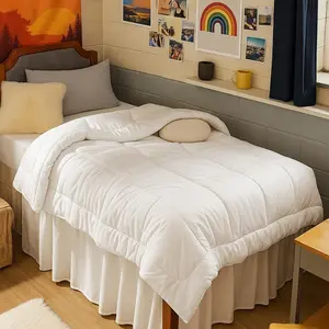 Lightweight Comforter Duvet Insert, Quilted Comforters Twin XL College Dorm, Box Stitched Down Alternative Comforter with Corner Tabs (White)