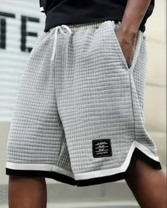 Summer 2026 Men’s Casual Waffle Shorts — Loose Fit, Drawstring, American Basketball Style, Trendy Versatile Athletic Mid-Length Shorts