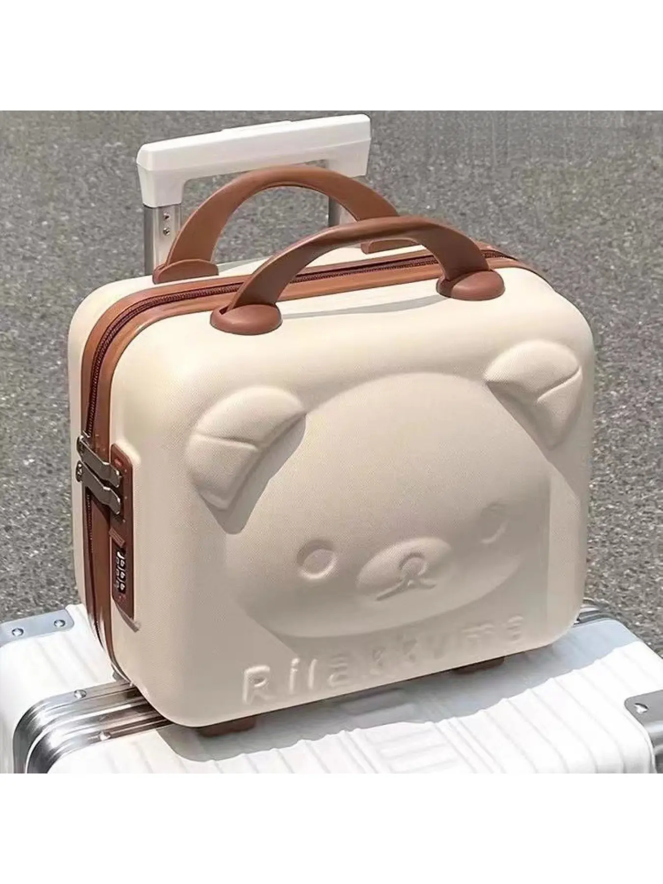 Mini Bear Makeup Trolley Case Travel Luggage with Lock Cartoon Storage Bag Cosmetic Pouch for Cosmetics Toiletries Organizer Gift Cosmetic Travel Bags