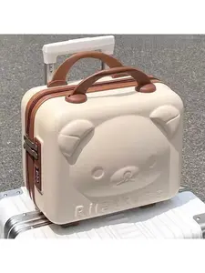 Mini Bear Makeup Trolley Case Travel Luggage with Lock Cartoon Storage Bag Cosmetic Pouch for Cosmetics Toiletries Organizer Gift Cosmetic Travel Bags