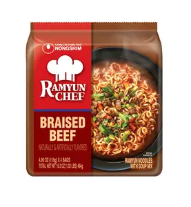 Nongshim Ramyun Chef Braised Beef Ramyun Noodles with Soup Mix Multi 4 Pack