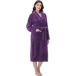 Premium Robes for Women - Super Soft Cozy Fleece Womens Robe Plush Long BathrobeGift