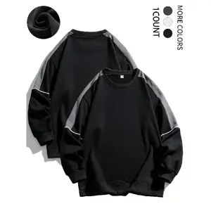 Men's Colorblock Contrast Binding Drop Shoulder Sweatshirt, Regular Fit Casual Long Sleeve Round Neck Pullover for Spring & Fall, Fashion Men's Top for Daily Wear