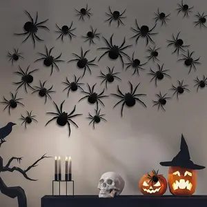 "72PCS Halloween Spider Decorations – 3D Plastic Spiders in 3 Sizes for Indoor & Outdoor Décor, Wall & Window Stickers, Haunted House & Party Supplies"