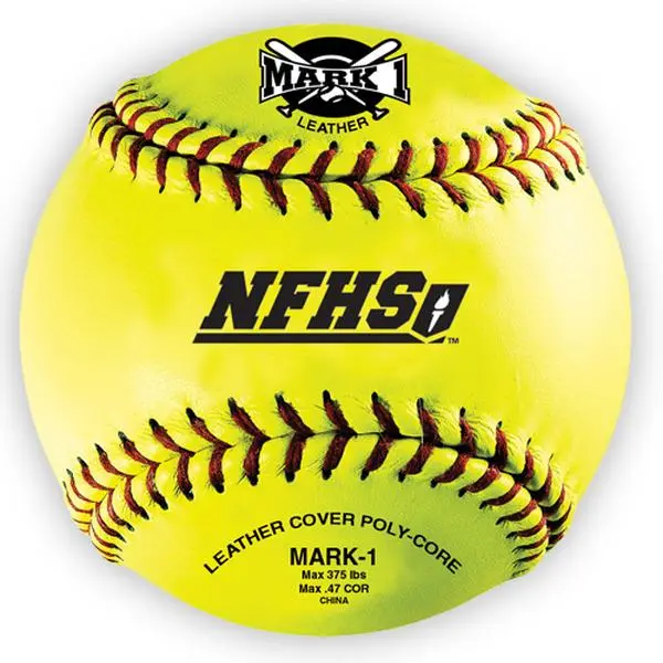 NFHS Approved SSN 1236026 Mark 1 12 in. Leather Poly-Core Baseballs, 5 lbs. Pack of 12, Raised Stitch