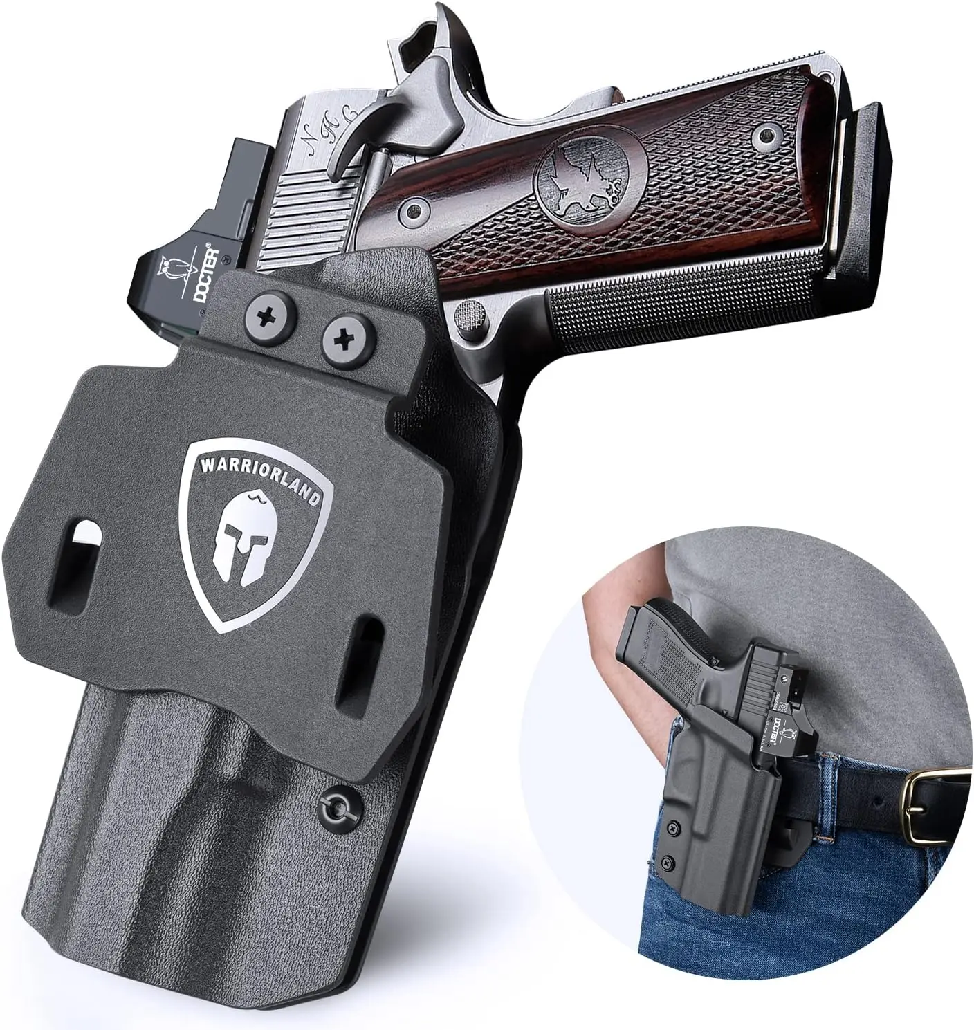 1911 Holster, OWB Kydex Holster Optional: 1911 5'' No Rail, Including: Colt/Kimber/Springfield/S&W/Ruger/Taurus/Rock Island and More 1911 No Rail, Adj. Posi-Click Audible Retention outdoor sport Defense Equipment DealsforYouDays, Competition