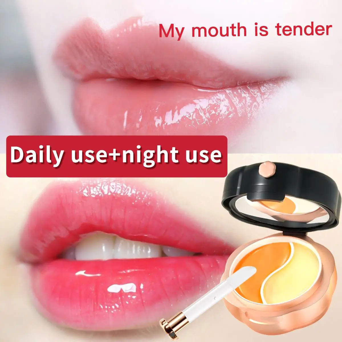 【Unisex】Color-changing dual-tone lip mask for hydration and moisture, suitable for both day and night use, portable lip care mask for repair with wate