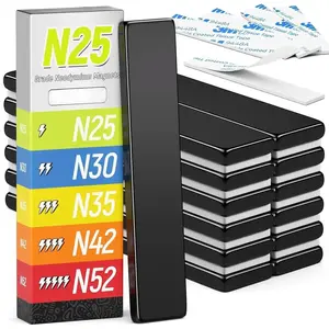 12 Pack Powerful Neodymium Magnets, Strong Rare Earth Magnet Heavy Duty, Bar Magnets with Double-Sided Adhesive for Fridge, Office, Kitchen, Fishing, DIY - 60x10x3mm (N25)Quesear