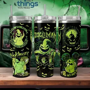 0ogie B00gie The Nightmare B Christmas 20oz - 40oz With Handle Tumbler, Halloween Villain Stainless Steel Tumbler, Spooky Movie Fan Gift, Gothic Holiday Drinkware, Perfect Gift For Halloween Lovers