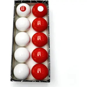 2-1/8" Regulation Bumper Pool Balls Set, Durable Polyester Resin Billiard Ball Set of 10 for Bumper Pool Table – Red/White Balls with Spotted Markers, Precision Balanced Replacement Balls