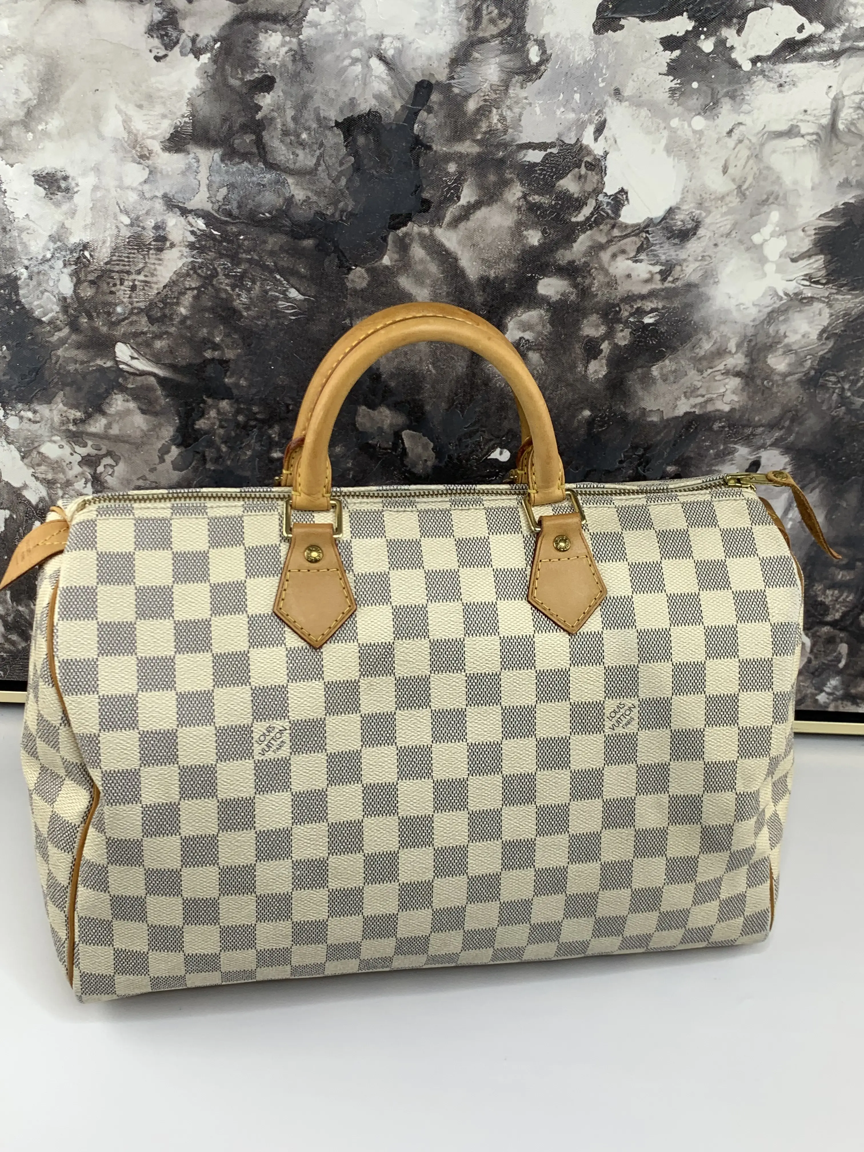 Pre-owned Louis Vuitton canvas Tote Bags Speedy 35 Azur