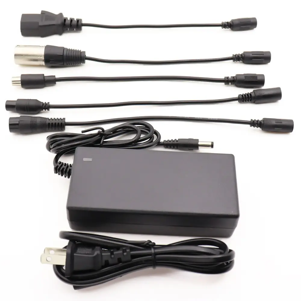 42V Universal Scooter Charger - 2A, 7-in-1 Universal Plug, 12.0mm Standard 3-Prong Male XLR Connector, for 36V 10S Lithium Battery, Pinkind Replacement for Razor, Bird, Swagtron, Jetson, 3-Pin Male Xlr, 36 V, 42 V