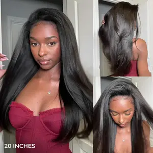 [WEAR GO HALF WIG] ISEE HAIR Invisible Hairline Wear Go Half Wig Yaki Straight Silk Press Seamless Flip Over Wig Glueless Human Wigs Beginner Friendly Vacation Hair #Summervibes#ISEECrochetNewArrivals
