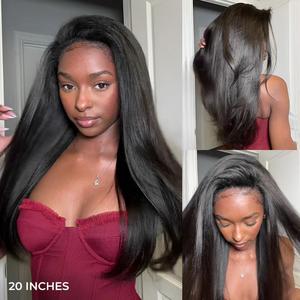 [WEAR GO HALF WIG] ISEE HAIR Invisible Hairline Wear Go Half Wig Yaki Straight Silk Press Seamless Flip Over Wig Glueless Human Wigs Beginner Friendly Vacation Hair #Summervibes#ISEECrochetNewArrivals