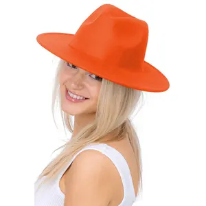 BUREAU HAT/NH206 Orange Wide Brim Felt - Fedora Panama Hat