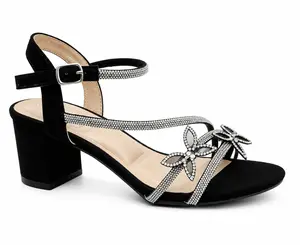 Silver Butterfly Rhinestone Heels – Platform Block Sandals for Prom, Party & Events